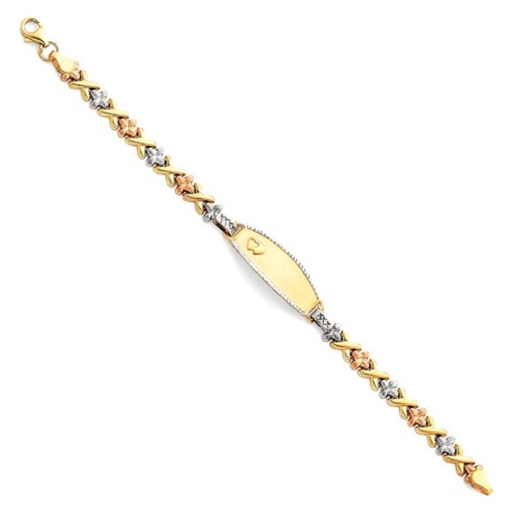 14k yellow white rose gold baby bracelet 6" inches